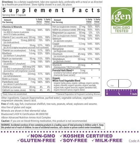 Suplemento Prenatal BlueBonnet Nutrition para Mujeres, 30 Cápsulas Veggie, Salud Prenatal y Postnatal, No GMO, Kosher, Sin Gluten, Sin Soja - imagen 2