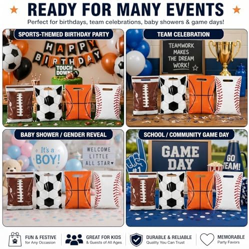 Bolsas de Regalo de Plástico Funrous para Fiesta de Fútbol - 100 Piezas, con Manijas, para Dulces y Sorprendentes, Ideal para Cumpleaños y Eventos - imagen 5
