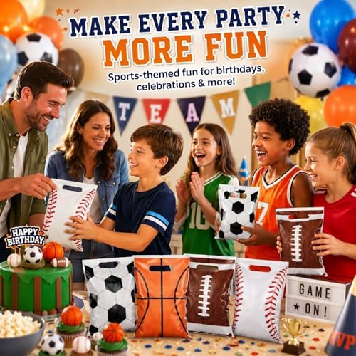 Bolsas de Regalo de Plástico Funrous para Fiesta de Fútbol - 100 Piezas, con Manijas, para Dulces y Sorprendentes, Ideal para Cumpleaños y Eventos - imagen 6