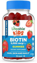 Gomitas de Biotina Sin Azúcar Lifeable para Niños | 5000mcg | Suplemento Sabroso para el Crecimiento del Cabello, Piel y Uñas | 90 Gomitas - imagen 1