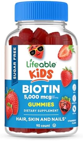 Gomitas de Biotina Sin Azúcar Lifeable para Niños | 5000mcg | Suplemento Sabroso para el Crecimiento del Cabello, Piel y Uñas | 90 Gomitas - imagen 1