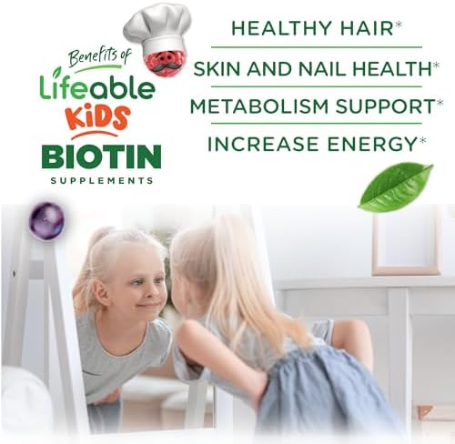 Gomitas de Biotina Sin Azúcar Lifeable para Niños | 5000mcg | Suplemento Sabroso para el Crecimiento del Cabello, Piel y Uñas | 90 Gomitas - imagen 3