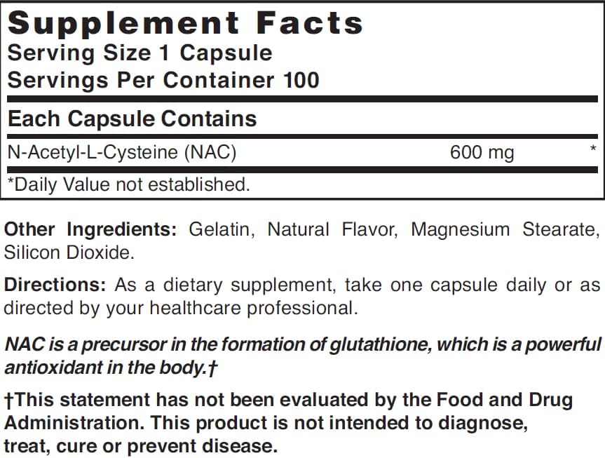 Suplemento NAC de Nature's Blend N-Acetil-L-Cisteína 600mg 100 Cápsulas - Soporte Inmunológico, Antioxidante para la Salud Celular - imagen 3