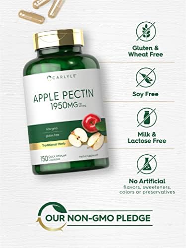 Cápsulas de Pectina de Manzana Carlyle | 1950mg | 150 Píldoras | Suplemento Herbal Sin OGM y Libre de Gluten - imagen 4