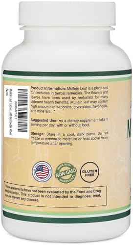 Cápsulas de Hoja de Mullein de Double Wood Supplements, 180 Cápsulas Veganas Sin Rellenos, Apoya la Salud Pulmonar y Respiratoria - imagen 3