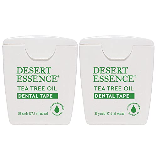 Cinta Dental de Aceite de Árbol de Té Desert Essence - 30 Yardas - Paquete de 2 - Naturalmente Encerada con Cera de Abeja - Cinta Gruesa Sin - imagen 1