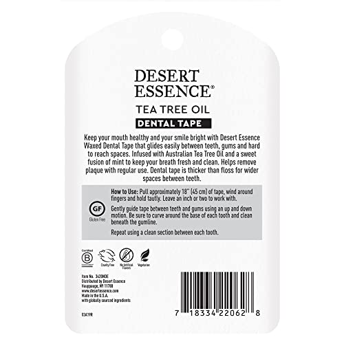 Cinta Dental de Aceite de Árbol de Té Desert Essence - 30 Yardas - Paquete de 2 - Naturalmente Encerada con Cera de Abeja - Cinta Gruesa Sin - imagen 3