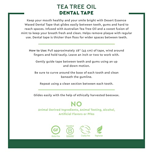 Cinta Dental de Aceite de Árbol de Té Desert Essence - 30 Yardas - Paquete de 2 - Naturalmente Encerada con Cera de Abeja - Cinta Gruesa Sin - imagen 5
