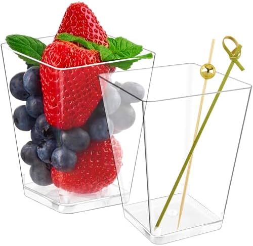 Kucoele 50 Sets de Vasos de Plástico para Charcutería con Palillos, Vasos Transparentes de 5oz para Aperitivos (50 Vasos + 100 Palillos de Cóctel) - imagen 1