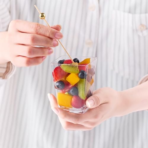 Kucoele 50 Sets de Vasos de Plástico para Charcutería con Palillos, Vasos Transparentes de 5oz para Aperitivos (50 Vasos + 100 Palillos de Cóctel) - imagen 8