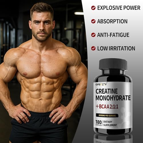 Creatina Monohidratada Micronizada 6000MG en Cápsulas con BCAA 2:1:1 – Suplemento para Fuerza y Recuperación – Vegano, No GMO, Sin Gluten – 180 - imagen 2