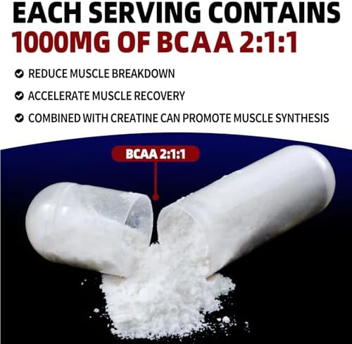 Creatina Monohidratada Micronizada 6000MG en Cápsulas con BCAA 2:1:1 – Suplemento para Fuerza y Recuperación – Vegano, No GMO, Sin Gluten – 180 - imagen 5