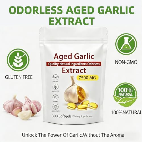 Extracto de Ajo Envejecido - 7500mg Cápsulas de Ajo Orgánico Sin Olor | Suplementos Antioxidantes para Corazón e Inmunidad, Vegetariano, Natural, No - imagen 4