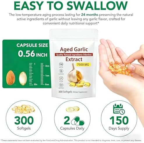 Extracto de Ajo Envejecido - 7500mg Cápsulas de Ajo Orgánico Sin Olor | Suplementos Antioxidantes para Corazón e Inmunidad, Vegetariano, Natural, No - imagen 5