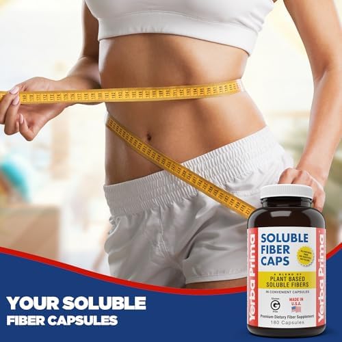 Cápsulas de Fibra Soluble Yerba Prima, 180 Contenidos - Suplemento Dietético Premium, Fibra Soluble Natural, Libre de Gluten, No OGM, Hecho en EE. UU. - imagen 2