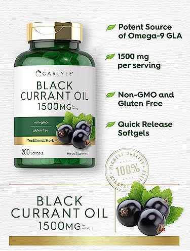 Cápsulas de Aceite de Grosella Negra Carlyle | 1500mg | 200 Contenido | Aceite de Semilla de Grosella Negra | Fórmula Sin OGM y Sin Gluten - imagen 3