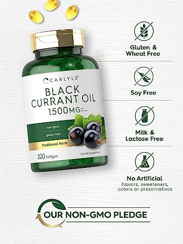 Cápsulas de Aceite de Grosella Negra Carlyle | 1500mg | 200 Contenido | Aceite de Semilla de Grosella Negra | Fórmula Sin OGM y Sin Gluten - imagen 4