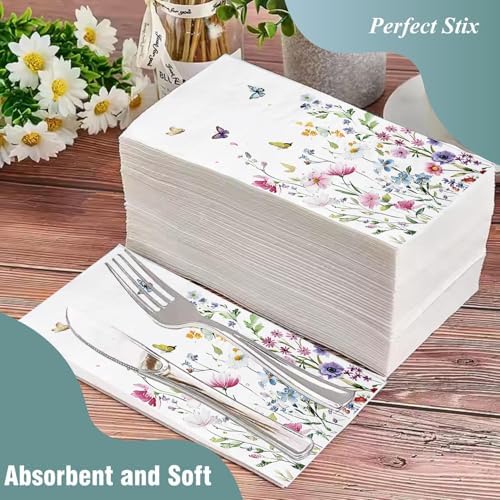 Paquete de 100 Servilletas de Flores Silvestres, Toallas Desechables para Baño, Decoración Floral para Bodas, Baby Showers, Cumpleaños y Fiestas de - imagen 2