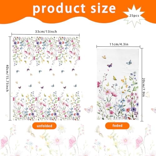 Paquete de 100 Servilletas de Flores Silvestres, Toallas Desechables para Baño, Decoración Floral para Bodas, Baby Showers, Cumpleaños y Fiestas de - imagen 3