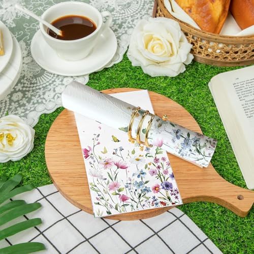 Paquete de 100 Servilletas de Flores Silvestres, Toallas Desechables para Baño, Decoración Floral para Bodas, Baby Showers, Cumpleaños y Fiestas de - imagen 6