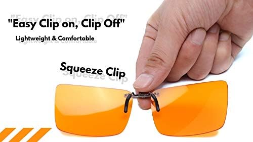 Gafas Vyzia Clip On para Bloqueo de Luz Azul | Se Ajustan sobre Gafas con Prescripción, Lentes Naranjas que Reducen la Fatiga Visual y Ayudan a Dormir - imagen 5