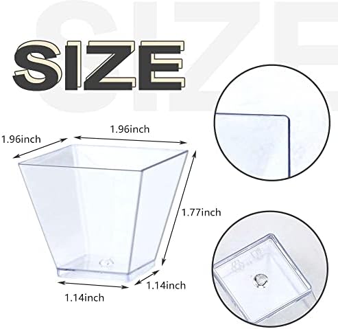 Oomcu 100 Piezas de Vasos Plásticos Desechables Cuadrados Transparentes de 2oz – Mini Vasos para Helado, Yogur, Pudding, Chocolate, Mousse, Botanas y - imagen 2