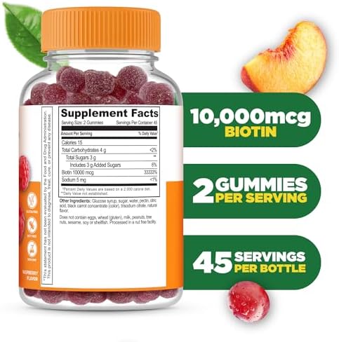 Gomitas de Biotina Lifeable | 10,000 mcg | Suplemento Vegano y Libre de GMO para Cabello, Piel y Uñas | 90 Gomitas para Mujeres - imagen 2