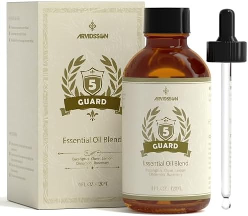 Mezcla de Aceites Esenciales ARVIDSSON Five Guard 4 Fl. Oz (120ml), Combina Clavo, Eucalipto, Limón, Canela y Romero para un Refrescante Aroma en Casa - imagen 1