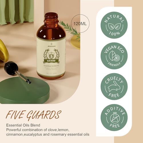 Mezcla de Aceites Esenciales ARVIDSSON Five Guard 4 Fl. Oz (120ml), Combina Clavo, Eucalipto, Limón, Canela y Romero para un Refrescante Aroma en Casa - imagen 3