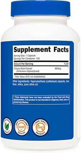 Nutricost Raíz de Achicoria 650mg por Cápsula - 120 Cápsulas Veganas, Sin OGM, Sin Gluten - imagen 5