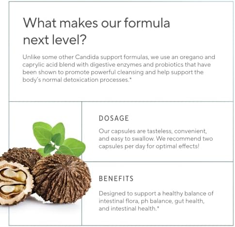 Suplemento Premium para Limpiar Cándida – Soporte con Orégano, Ácido Caprílico, Nogal Negro y Probióticos – Apoya la Salud Digestiva y la Flora - imagen 3