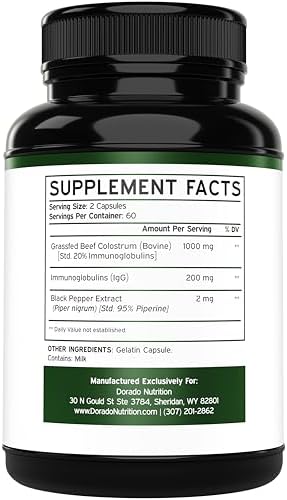 Suplemento de Calostro (120 Cápsulas) 1000mg Por Porción (Cápsulas de Calostro Bovina de la ra Ordeña, con 20% de Inmunoglobulinas IgG) - Alimentado - imagen 2