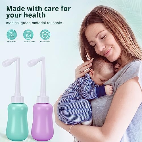 GOLDEN DEER Set de 2 Botellas Peri para Cuidado Postparto y Recuperación Perineal 12.7 OZ Morado y Turquesa - imagen 5