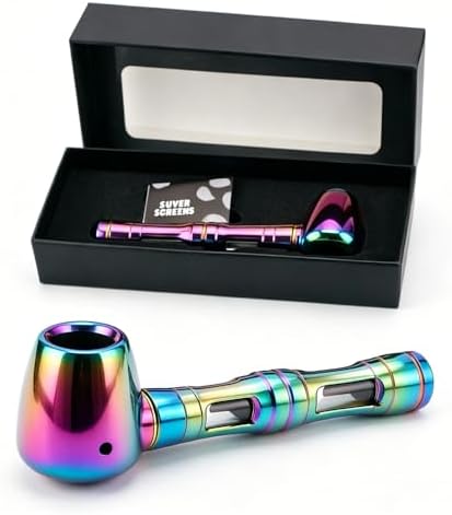 Pipa de Tabaco de 4.6 Pulgadas, Desmontable y Portátil de Aleación de Aluminio, Diseño Clásico con Caja (Arcoíris) - imagen 1
