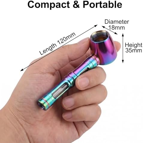 Pipa de Tabaco de 4.6 Pulgadas, Desmontable y Portátil de Aleación de Aluminio, Diseño Clásico con Caja (Arcoíris) - imagen 3