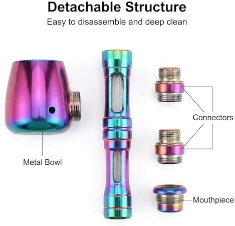 Pipa de Tabaco de 4.6 Pulgadas, Desmontable y Portátil de Aleación de Aluminio, Diseño Clásico con Caja (Arcoíris) - imagen 4