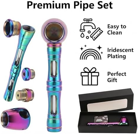 Pipa de Tabaco de 4.6 Pulgadas, Desmontable y Portátil de Aleación de Aluminio, Diseño Clásico con Caja (Arcoíris) - imagen 6