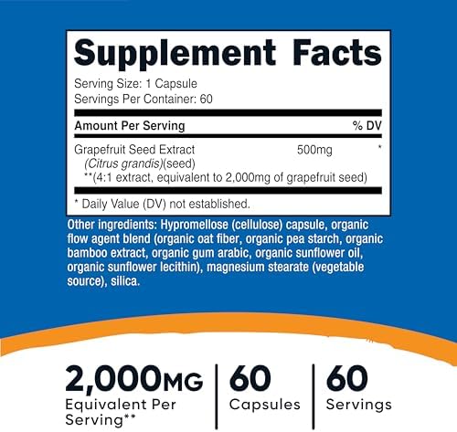 Nutricost Extracto de Semilla de Toronja 60 Cápsulas - 60 Porciones por Botella - Libre de Gluten y OGM - imagen 2