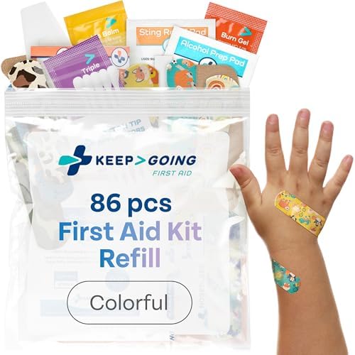 Recarga de Botiquín de ros Auxilios KeepGoing – 86 Piezas Coloridas para Botiquines Infantiles (Kit No Incluido) - imagen 1