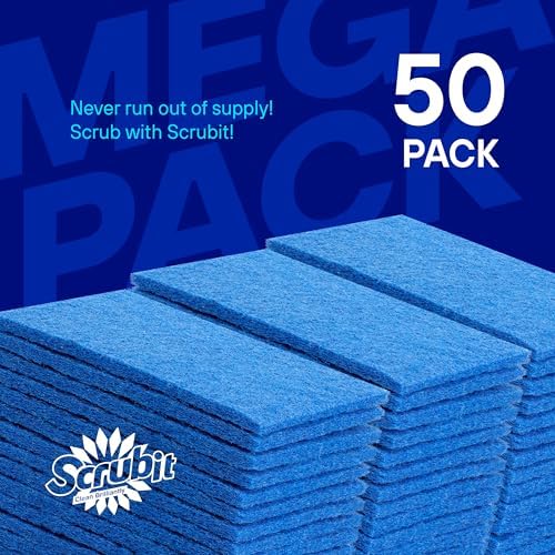 Paquete de 50 Esponjas SCRUBIT - Almohadillas de Limpieza Resistentes para Trastes - Reutilizables y Sin Rayones - Color Azul - imagen 2