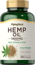 Cápsulas de Aceite de Cáñamo Piping Rock 1400mg | 180 Softgels | Omega 3 6 9 | Prensado en Frío | Suplementos Sin Gluten, No OGM - imagen 1