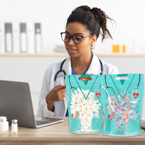 Bolsas de Celofán con Cierre Whaline 50 Pcs para el Día de la Enfermera, Fiestas de Graduación y Suministros Médicos, con Asas y Reutilizables - imagen 4