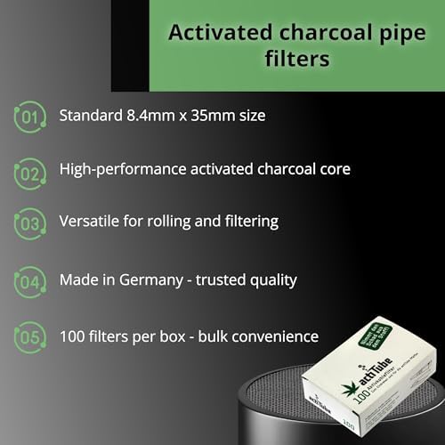 Filtros de Carbón Activado actiTube – 8.4mm x 35mm – Compatible con Tubos de 9mm – Paquete de 100 – Filtros Naturales para Enrollar o Pipas – Hecho - imagen 3