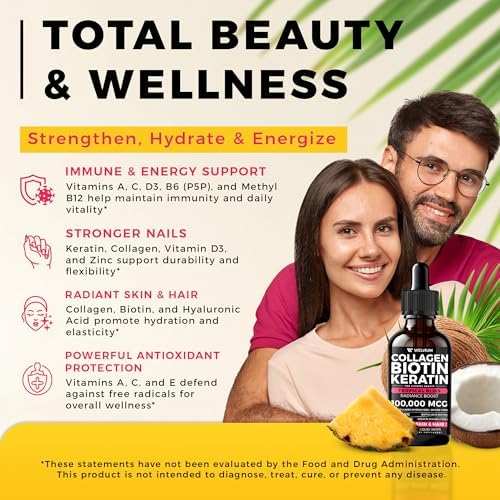 Complejo de Biotina Líquida y Péptidos de Colágeno WELVIUM con Queratina, Ácido Hialurónico, Aceite MCT, Zinc y Vitaminas B6, B7, B12, A, C, D3, E - - imagen 6