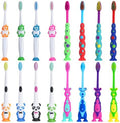 Cepillos de Dientes para Niños Newday, Paquete de 16, Suaves, con Diseño de Animales, con Ventosa y Cubiertas de Viaje, Envuelto Individualmente - imagen 1