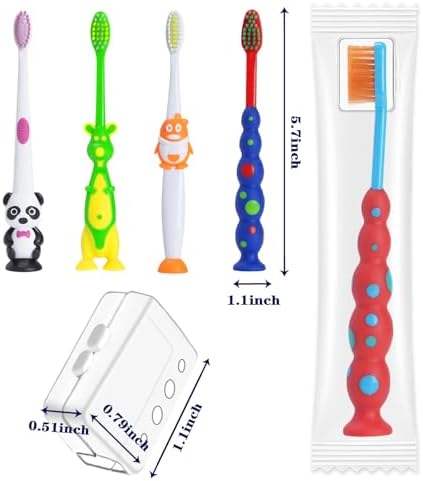 Cepillos de Dientes para Niños Newday, Paquete de 16, Suaves, con Diseño de Animales, con Ventosa y Cubiertas de Viaje, Envuelto Individualmente - imagen 2