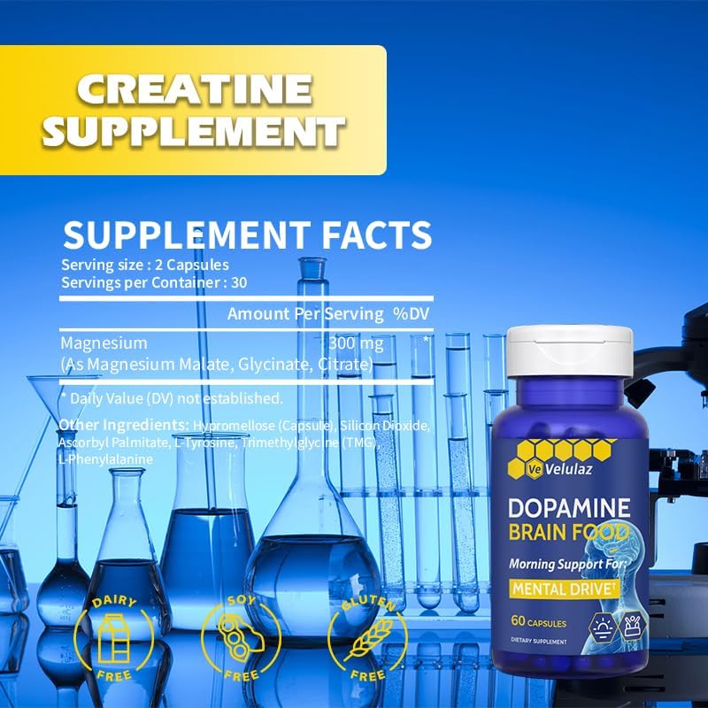 Suplemento Nutricional Dopamina - Fórmula Compleja de Dopamina y Magnesio para Concentración, Energía Mental Matutina y Enfoque - Suplemento Libre de - imagen 6