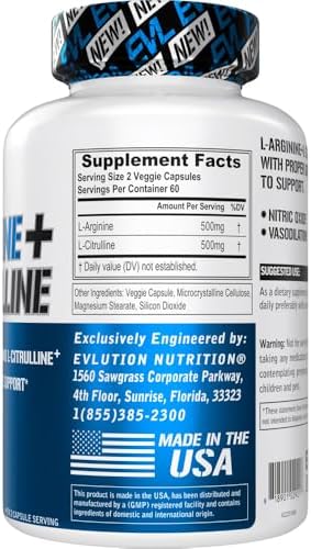 Suplemento de L Arginina y L Citrulina - Suplemento de Óxido Nítrico Revitalizante con Ideal Relación 1:1, 500mg Cada Uno por Porción para Mayor - imagen 2