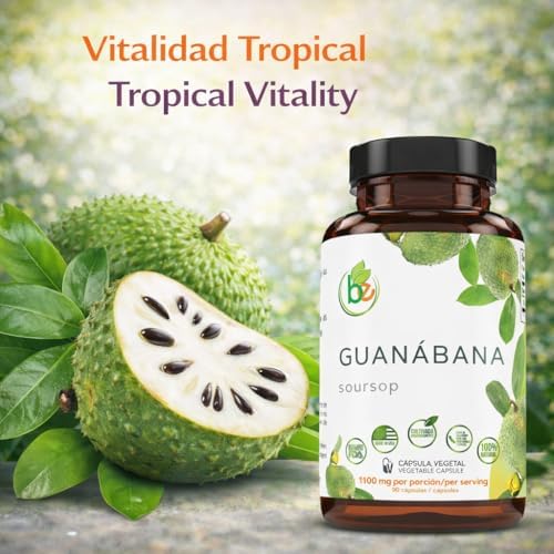 Guanábana (Soursop) 90 Cápsulas 1100 mg por Porción, Mezcla Poderosa de Ingredientes Naturales Premium, Vegetales, Cultivada Orgánicamente - imagen 2
