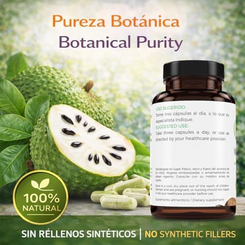 Guanábana (Soursop) 90 Cápsulas 1100 mg por Porción, Mezcla Poderosa de Ingredientes Naturales Premium, Vegetales, Cultivada Orgánicamente - imagen 7